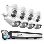 ZOSI 16CH 4K Spotlight PoE Security Camera System with 4TB HDD,8pcs 4K Indoor Outdoor Dome Bullet Cameras,Person Vehicle Detection,2 Way Audio and Siren,Night Vision,16Channel 8MP NVR for 24/7 Record