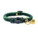 Cognatio Safety Quick Release Cat Collars,Double Velvet with Bell Available in a Range Colors,Perfect for Your Kitty (20-30cm, Xmas Green)