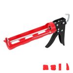 Drip-Free Caulking Gun Ratchet Rod Caulk Gun Applicator 15:1 Thrust Ratio Labor-Saving Lightweight Nylon Frame Cartridge Gun for 10oz/300ml Standard Caulk Tubes with Silicone Finishing Tools