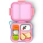 Zoku Silicone - Bento Box For Thinkitchen:,With Ice Pack, Lunch Box For Kids, Easy To Carry And Clean, Freezer Pack Keeps Food Fresh, Fits Any Snack Or Meal, Leakproof (Neat Bento) (Pink), 5Ml