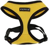 Puppia Soft Dog Harness No Choke Over-The-Head Triple Layered Breathable Mesh Adjustable Chest Belt and Quick-Release Buckle, Yellow, Medium