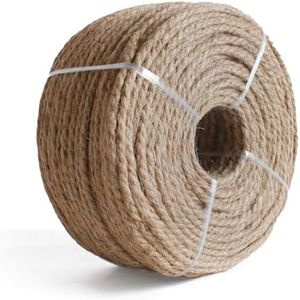 RIOOP Natural Jute Twine Rope 328 Feet 6mm, Heavy Duty Premium Garden Twine String for Crafts, Gardening Deals, Cat Scratching & Macrame Cord, for Climbing Plants, Halloween Decor
