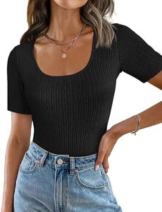 Weardear Maglia Bianca Donna Maglietta Maniche Corte Donna Tshirt Maglie Tshirt Donna Firmate Basic A Maglia Fine Sottile Colletto U Camicette Casual Estive Nero M