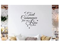 Tout commence par un rêve Wall decal - French Décor - French quote vinyl lettering - bedroom office decor inspirational - wall art sticker