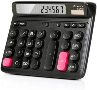 Comix Desk Calculator with 12 Digits Large LCD Display, Solar Battery Dual Power, Large Computer Keys Basic Calculator for Home Office School