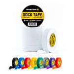 6 Rolls - SPORTTAPE Sock Tape - White - 1.9cm x 20m | PVC Football, Soccer & Rugby Boot Tape - Best for Keeping Up Socks, Shin Pads, Shin Guard Tape | Securing Lifting Blocks & Ear Tape