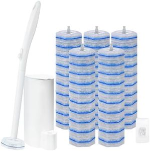 Disposable Toilet Brush and Holder Set with 50 Toilet Wand Refills for Clorox Wall Mounted Disposable Toilet Bowl Wand Kit for Bathroom, Sink & Bathtub, Touch Rest Toilet Cleaning System