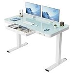 Furmax Glass Standing Desk with Dra