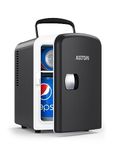 AstroAI Mini Fridge, 4 Liter/6 Can Portable Thermoelectric Cooler Refrigerators for Skincare, Beverage, Food, Home, Office and Car, ETL Listed (Black)