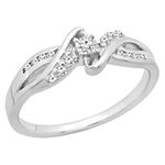 Dazzlingrock Collection 0.15 Carat (ctw) Round White Diamond Swirl Bypass Split Shank Ladies Promise Ring, Sterling Silver, sterling-silver, Diamond,