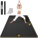 CAMBIVO Large Yoga Mat 183cm x 122cm Wide Exercise Mat & Large Workout Mat (6' x 4') , Yoga Mat Thick 1/4 &1/3 &2/5 &1/2 Exercise Mats for Yoga, Pilates, Stretching, Cardio Home Gym Floor, Non- Slip Anti Tear Eco-Friendly Yoga Mat (Black,8mm)