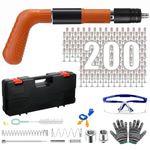 Manual Nail Gun Kit with 200pcs Nails, 5 Speed Adjustable Manual Steel Nail Gun, Wall Fastening Power Tool, Portable Nail Shooting Machine, Wall Anchor Wire Slotting Device for Ceiling(G88B-1)