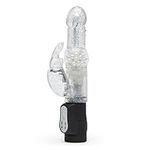 Lovehoney Jessica Rabbit Vibrator - 5 Inch Vibrator for Women with Rotating Shaft - 7 Patterns & 3 Speeds - Dual Stimulation Adult Sex Toy - Waterproof - Silver