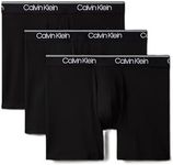 Calvin Klein Men's Microfiber Stretch 3-Pack Boxer Brief, Black, Large