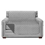 Sofa Shield Original Patent Pending Reversible Chair Protector for Seat Width up to 48 Inch, Furniture Slipcover, 2 Inch Strap, Chairs Slip Cover Throw for Pets, Cats, Armchair, Light Gray Charcoal