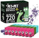 PET N PET Scented Dog Poo Bags - 720 Count, 48 Dog Poop Bags Rolls, USDA Cert 38% Biobased, Thick, Leakproof Poop Bags for Any Dog Breeds, Doggy Poo Bags for Poo Bag Dispenser, Cat Poo Bags