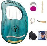 Lyre Harp, Lyre 16/19 Metal Strings Maple Saddle Mahogany Body Lyre Harp with All Accessories Included (16 strings, Blue)