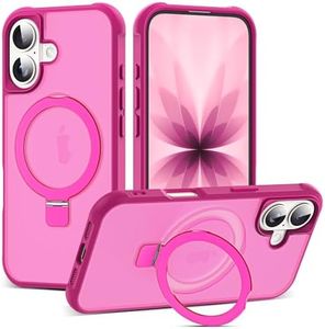 SKYLMW Compatible with iPhone 17 Case with Invisible Magnetic O-Ring Stand Military-Grade Translucent Phone Case for iPhone 17 6.3" [Compatible with Mag-Safe][Great Grip Feeling], Rose