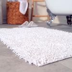 Urbify Luxury Cotton Bath Mat - Large & Soft, 100% Cotton, Machine Washable, 55x90cm (22x36) - Perfect for Bathroom Decor, Shower Comfort & Foot Pampering (White)