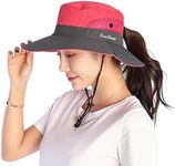 VICSPORT Sun Hats Wide Brim Bucket Mesh Boonie Beach Fishing Hat UV Protection for Women Light Red