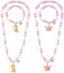 PinkSheep BFF Necklaces and Bracelet for 2, Butterfly Unicorn Princess Friendship Necklace for Teen Girls Best Friend Birthday Gift, resin, beads, No Gemstone