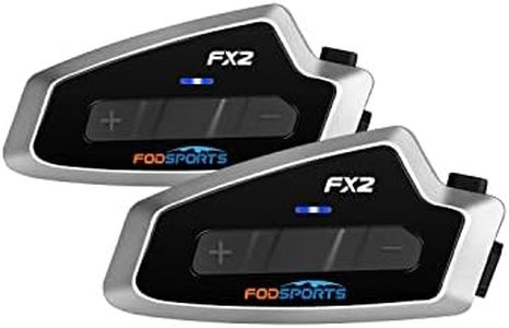 Fodsports FX2 Motorcycle Bluetooth Headset, Motorbike Bluetooth Intercom for 2 Rider, Bluetooth Helmet Systems with FM Radio, Handsfree, Voice Dial, Stereo Music, Sharing Music, Waterproof (2 packs)