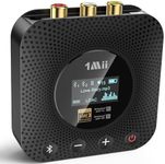 1Mii B06HD+ Hi-Res Bluetooth 5.3 Music Receiver for Home Stereo w/LDAC, Hi-Fi Bluetooth Adapter w/Audiophile DAC aptX HD Volume Control OLED Display, Wireless Audio Adapter for AV Receiver/Amplifier