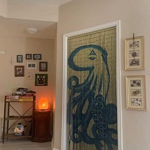 TACHILC Octopus Bamboo Bead Door Curtain, Beaded Doorway Curtain, Bamboo Curtain for Door Decoration, Size 36 x 78 inches