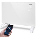 Aigostar WiFi Enabled Smart Electric Glass Panel Heater 2000W, Alexa Heating Control, Wall Mounted and Free Standing, Touchscreen Control, White