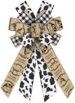 ABTOLS Large Farm Bows for Wreath, Black White Buffalo Plaid Wreath Bows Poultry Bows for Front Door, Farm Fresh Cow Burlap Ornament Tree Topper Bows for Farm Indoor Outdoor Decor