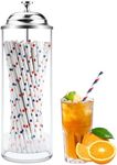 Straw Holder for Standard Size Drinking Straws, Mevtok Acrylic Plastic Straw Dispenser for Counter with Lid (Straws Not Include)