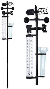 Yosoo 3 in 1 Weather Station Measurer with Rain Gauge, Wind Indicator for Outdoor Garden