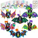 Winlyn 24 Single Pack Halloween Craft Kits Fall Crafts DIY 3D Bat Ornaments Decoraions Art Sets Bats Halloween Treats Foam Stickers Arts and Crafts for Kids Holiday Classroom Activities Party Favors