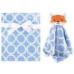 Hudson Baby Plush Blanket with Security Blanket, Blue Fox, One Size