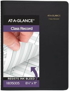 AT-A-GLANCE Undated Class Record Book, 8-1/4" x 11", 10 Weeks, 35 Students, Black (8015005)