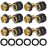Hourleey Garden Hose Quick Connector, 3/4 Inch Male and Female Garden Hose Fitting Quick Connector, 6 Set
