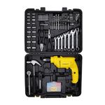 STANLEY SDH550KM-IN 550W 10mm Corded Single Speed Hammer Drill Machine with Mechanical Hand Toolkit (120-Pieces) - Includes Hammer Drill, Measuring Tape, Hammer, 1 Year Warranty, YELLOW & BLACK