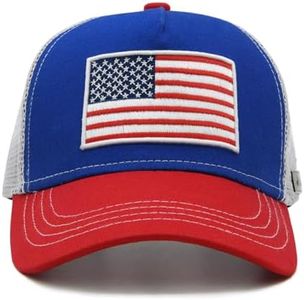 Wodeal Boys Trucker Hat, Toddler American Flag Snapback Mesh Baseball Caps for Kids Ages 2-6 Red