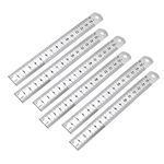 Juland 6 PCS Stainless Steel Ruler Office Metal Ruler with Convenient Storage Case Perfect Straight Edge for Easy Measurements - 6" /15CM - 20mm Wide x .0.5mmThick