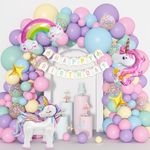 Unicorn Birthday Decorations for Girls,149Pcs Unicorn Pastel Balloons Garland Arch Kit with Rainbow Unicorn Foil Balloon Happy Birthday Banner for Ice Cream Baby Shower Unicorn Birthday Party