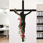 WALLSTICKS ' Jesus - Christ - Floral - Religion - Christian - Cross - Divine -Trinity - Prayer - Inspirational - Motivational Quote ' - WS123 (PVC Vinyl - 130 cm X 85 cm)