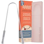 MasterMedi Tongue Scraper with Case Easy to Use Tongue Scraper for Adults, Tongue Cleaner for Oral Care & Hygiene (Single Pack (with Travel Case))