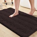 Turquoize Luxury Chenille Bath Rugs Shaggy Bathroom Rugs Non Skid Bath Mat for Bathroom/Outdoor/Indoor Extra Soft and Absorbent Area Rug, Machine Washable, 20"x 32", Brown