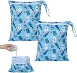 OTraki 3Pcs Wet Bags with Zippered & Handle, Waterproof Wet Dry Bag Reusable for Swimsuit Travel Beach Pool Gym, Dirty Cloths Daycare Organizer (Guitar Pattern)