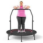 CLORIS Foldable Fitness Trampoline,Portable 40“ Max Load 400 lbs Trampoline with Handle Mat Exercise Rebounder for Indoor/Garden/Workout with Knee Pad