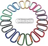 2"/5cm Assorted Colors D Shape Spring-loaded Gate Aluminum Carabiner for Home, Rv, Camping, Fishing, Hiking, Traveling and Keychain, Pack of 20