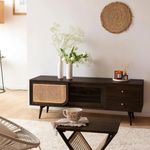 The Attic INES TV Cabinet|Solid Wood Sideboard TV Cabinet for Living Room|Classy TV Cabinet|Wooden Free Standing TV Unit Side Board Table with Storage|Walnut Matte Finish