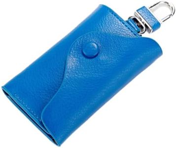 JIUFENG Keys Holder Car Key Wallet Multifunctional Leather Key Case Coin Pouches Keychains Key Rings Unisex (Blue)