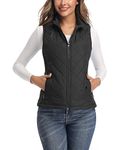 LONGKING Women's Vest - Stand Collar Lightweight Zip Quilted Vest for Women…, Black, Medium