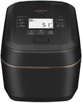 Hitachi RZ-W100FM K Rice Cooker, 5.5 Cups, Pressure & Steam IH, Fluffy Gozen, Jet Black, Made in Japan, Large Heat Power, Boiling Iron Pot, Steam Cut